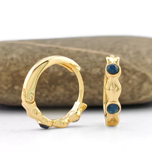 Királykék Swarovski kristállyal díszített aranyszínű antiallergén fülbevaló
