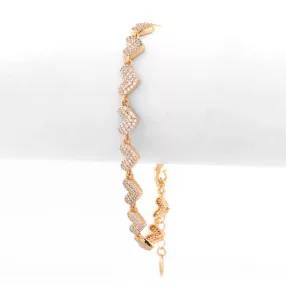   Aranyszínű antiallergén szívecske karkötő fehér kristályokkal