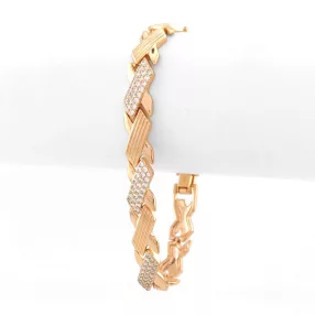 Aranyszínű antiallergén karkötő fehér kristályokkal