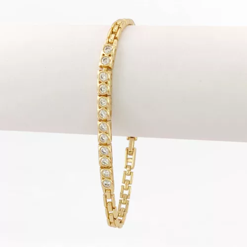 Aranysárga színű antiallergén karkötő fehér kristályokkal