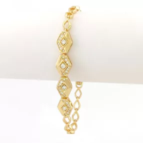   Aranysárga színű antiallergén karkötő fehér kristályokkal