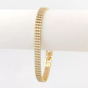   Aranysárga színű antiallergén karkötő fehér kristályokkal