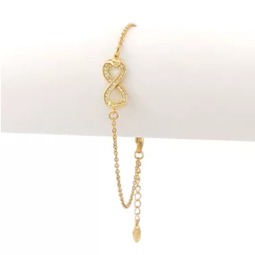   Aranysárga színű antiallergén végtelen karkötő fehér kristályokkal