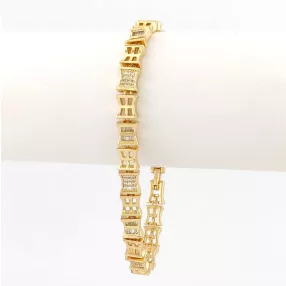   Aranysárga színű antiallergén karkötő fehér kristályokkal