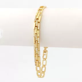   Aranysárga színű antiallergén karkötő fehér kristályokkal