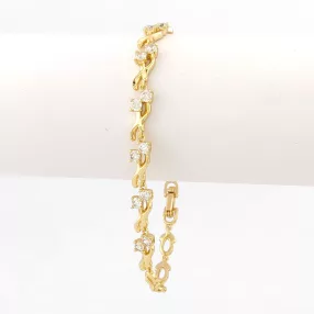   Aranysárga színű antiallergén karkötő fehér kristályokkal