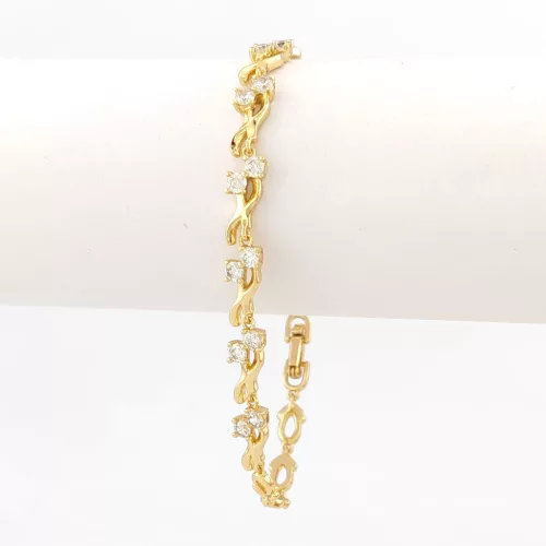 Aranysárga színű antiallergén karkötő fehér kristályokkal