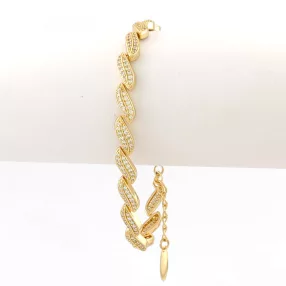   Aranysárga színű antiallergén karkötő fehér kristályokkal