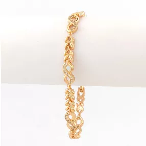   Aranyszínű antiallergén végtelen karkötő fehér kristályokkal