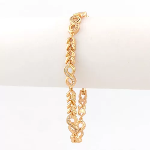 Aranyszínű antiallergén végtelen karkötő fehér kristályokkal