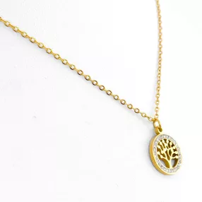 Aranyszínű nemesacél nyaklánc életfa medállal