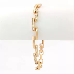 Aranyszínű antiallergén karkötő fehér kristályokkal