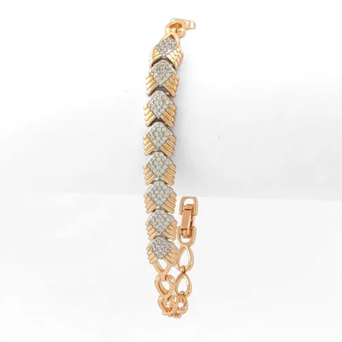 Aranyszínű antiallergén karkötő fehér kristályokkal