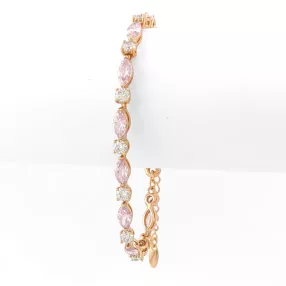   Aranyszínű antiallergén karkötő rózsaszín kristállyal