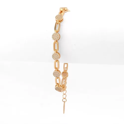 Aranyszínű antiallergén karkötő fehér kristályokkal