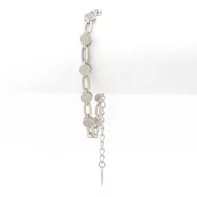 Ezüstszínű antiallergén karkötő fehér kristályokkal