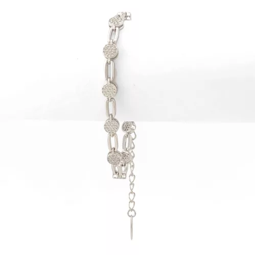 Ezüstszínű antiallergén karkötő fehér kristályokkal