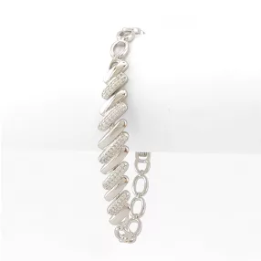 Ezüstszínű antiallergén karkötő fehér kristályokkal