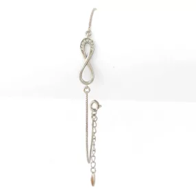   Ezüstszínű antiallergén végtelen karkötő fehér kristályokkal