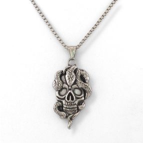 Ezüstszínű nemesacél koponya medál