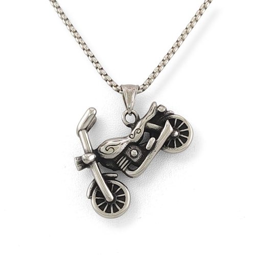 Ezüstszínű nemesacél motor medál