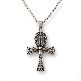 Ezüstszínű nemesacél Ankh kereszt medál