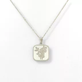 Ezüstszínű nemesacél nyaklánc rózsa medállal