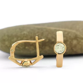   Fehér Swarovski kristállyal díszített aranyszínű antiallergén fülbevaló