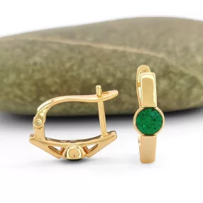  Smaragdzöld Swarovski kristállyal díszített aranyszínű antiallergén fülbevaló