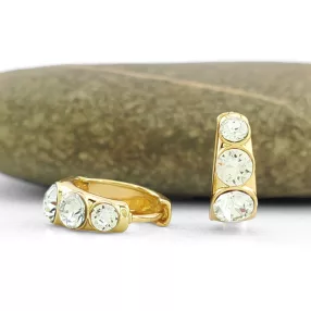   Fehér Swarovski kristállyal díszített aranysárga színű antiallergén fülbevaló