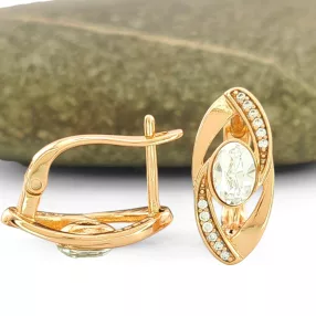   Fehér Swarovski kristállyal díszített aranyszínű antiallergén fülbevaló
