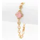 Aranyszínű antiallergén karkötő rózsaszín kristállyal