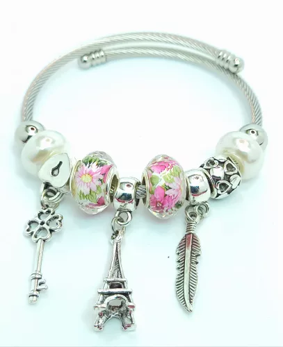 Ezüstszínű antiallergén pandora jellegű karkötő