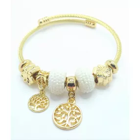   Aranyszínű anitallergén pandora jellegű karkötő fehér kristállyal