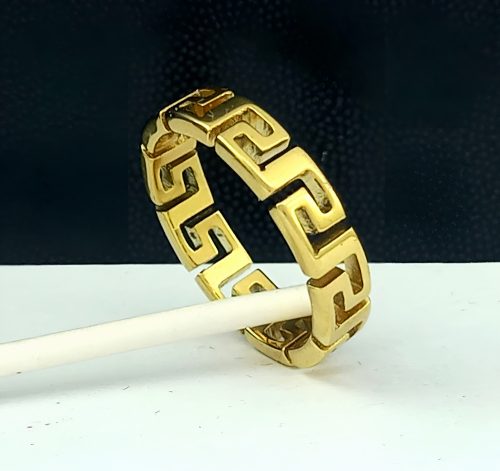 Aranyszínű nemesacél antiallergén görög mintás gyűrű