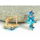 Aranyszínű antiallergén csillag fülbevaló égszínkék Swarovski kristállyal