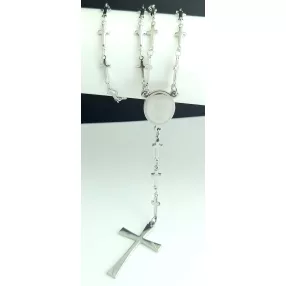 Ezüstszínű nemesacél rózsafüzér kereszttel