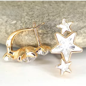   Aranyszínű antiallergén csillag fülbevaló fehér Swarovski kristállyal