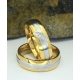 Arany-ezüstszínű nemesacél gyűrű fehér kristállyal ( páros gyűrű )