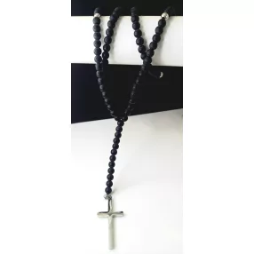 Fekete ónix nyaklánc kereszt medállal