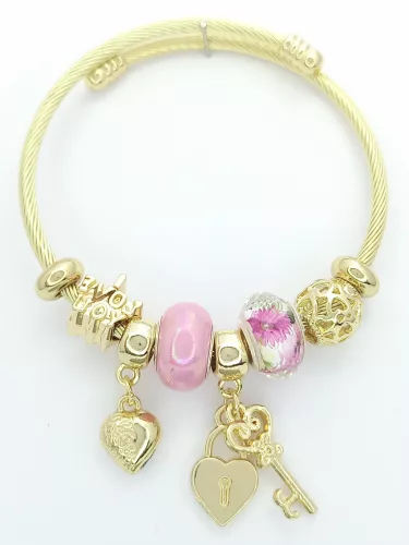 Aranyszínű antiallergén pandora jellegű karperec