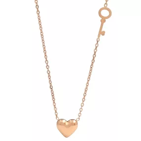   Rose gold színű nemesacél nyaklánc szív és kulcs medállal