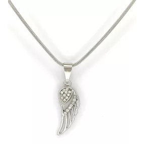 Ezüstszínű nemesacél nyaklánc angyalszárny medállal