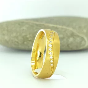   Aranyszínű nemesacél gyűrű fehér kristályokka ( páros gyűrű )