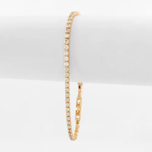 Aranyszínű antiallergén karkötő fehér kristályokkal