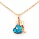 Tengerkék Swarovski kristályos szív medál delfinnel nemesacél nyakláncon
