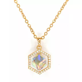   Színjátszós Swarovski kristályos medál nemesacél nyaklánccal