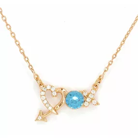   Égszínkék Swarovski kristályos szív medál nemesacél nyakláncon