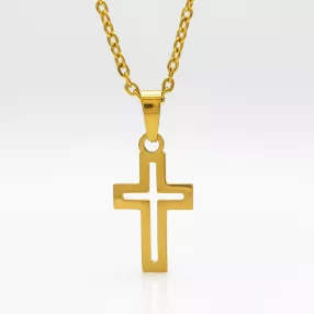 Aranyszínű nemesacél nyaklánc kereszt medállal