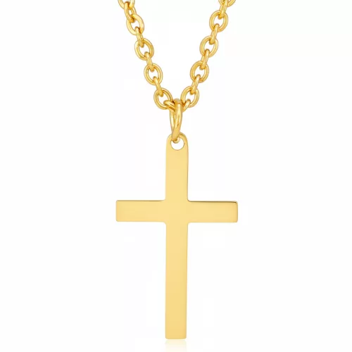 Aranyszínű nemesacél nyaklánc kereszt medállal